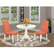Pemberly Row 3-piece Dining Set with Leather Seat in White/Pink