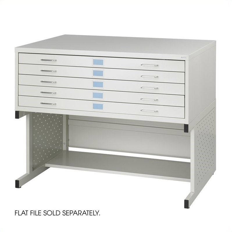 Pemberly Row Medium Facil 5 Drawer Metal Flat Files Cabinet in Light Gray