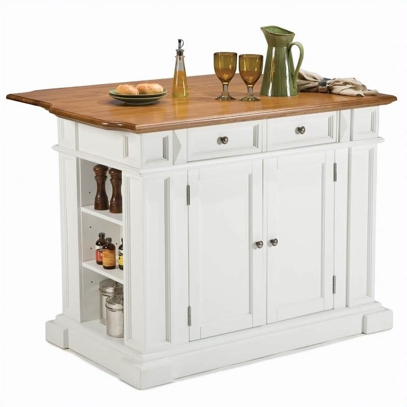 Pemberly Row Traditional Wood Kitchen Island in Off White Finish