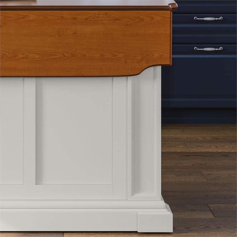 Pemberly Row Traditional Wood Kitchen Island in Off White Finish