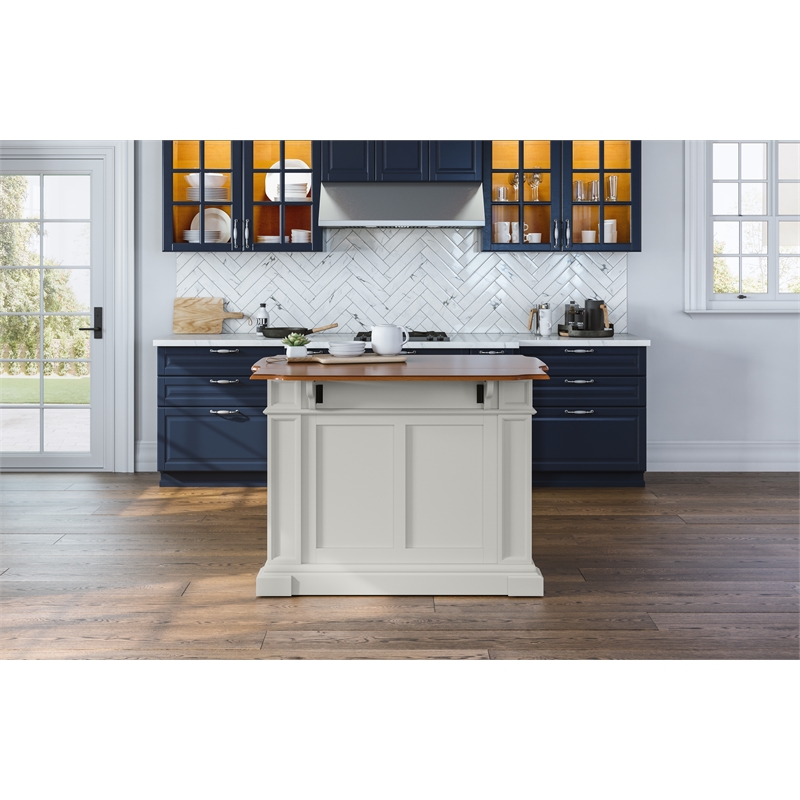 Pemberly Row Traditional Wood Kitchen Island in Off White Finish