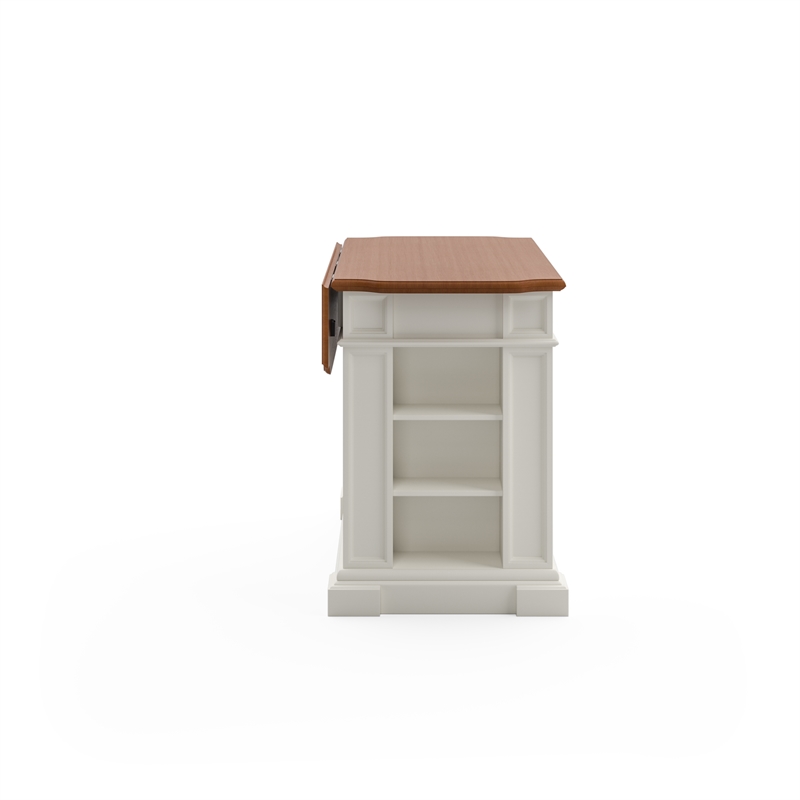 Pemberly Row Traditional Wood Kitchen Island in Off White Finish
