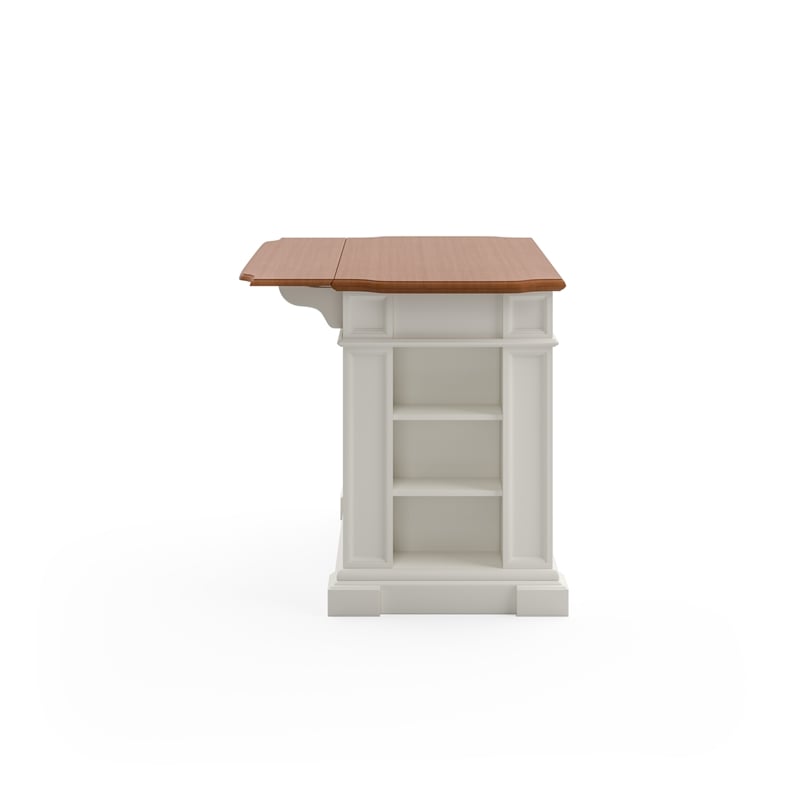 Pemberly Row Traditional Wood Kitchen Island in Off White Finish