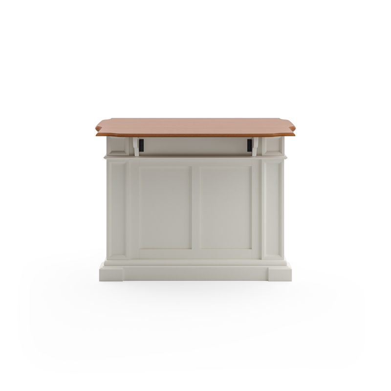 Pemberly Row Traditional Wood Kitchen Island in Off White Finish