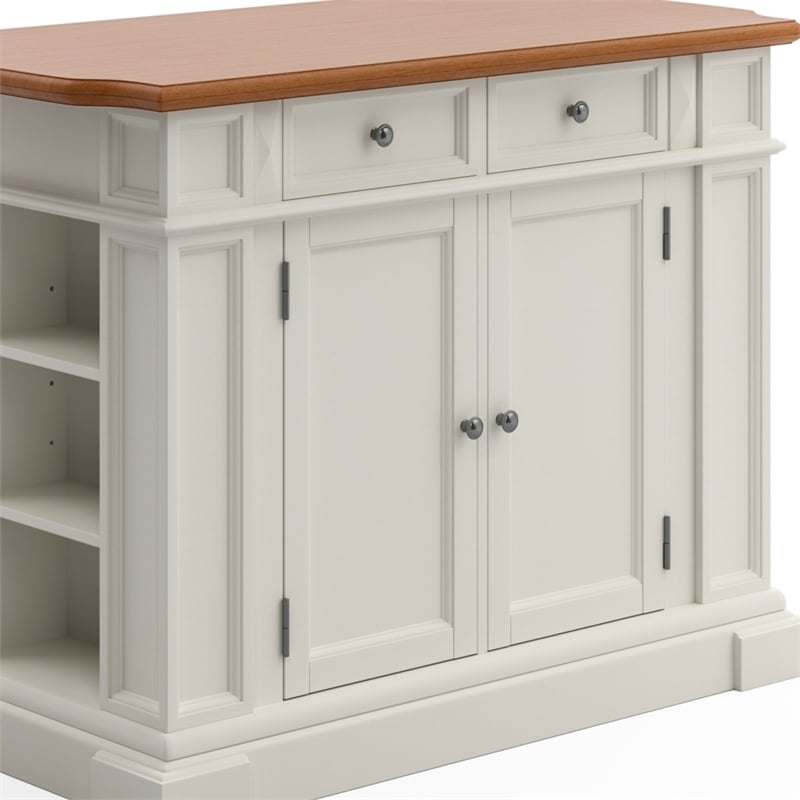 Pemberly Row Traditional Wood Kitchen Island in Off White Finish