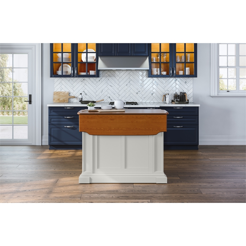 Pemberly Row Traditional Wood Kitchen Island in Off White Finish