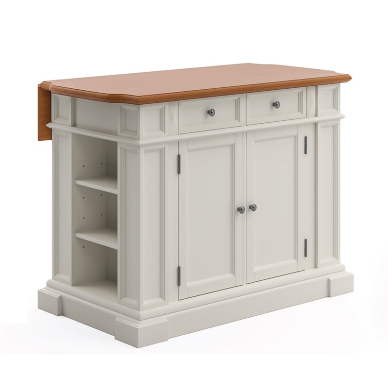 Pemberly Row Traditional Wood Kitchen Island in Off White Finish