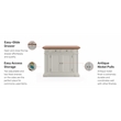 Pemberly Row Traditional Wood Kitchen Island in Off White Finish