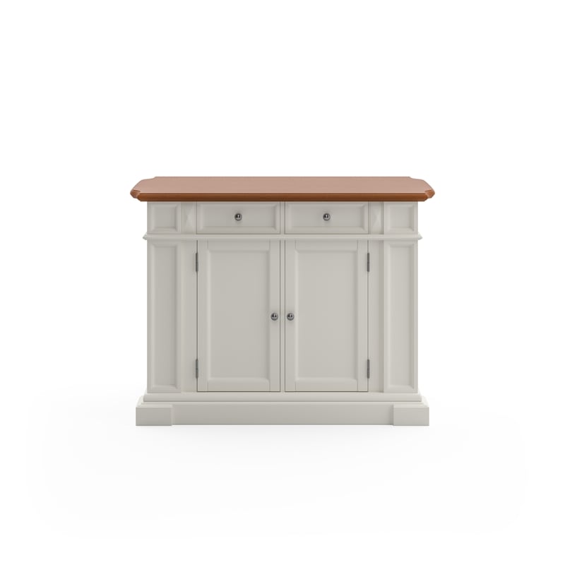 Pemberly Row Traditional Wood Kitchen Island in Off White Finish