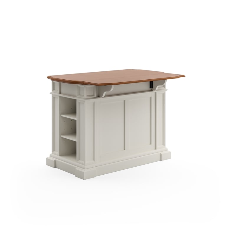 Pemberly Row Traditional Wood Kitchen Island in Off White Finish