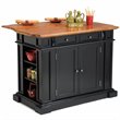 Pemberly Row Traditional Wood Kitchen Island in Black Finish