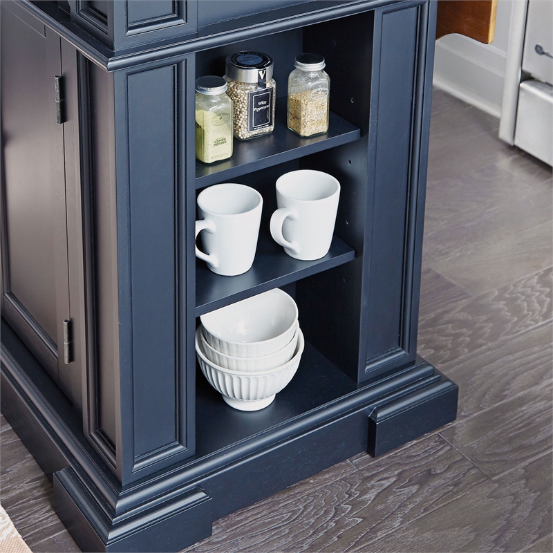 Pemberly Row Traditional Wood Kitchen Island in Black Finish