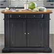 Pemberly Row Traditional Wood Kitchen Island in Black Finish