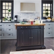 Pemberly Row Traditional Wood Kitchen Island in Black Finish