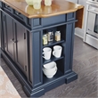 Pemberly Row Traditional Wood Kitchen Island in Black Finish