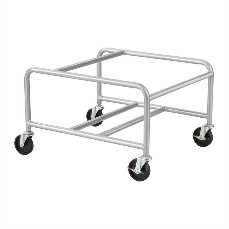 Pemberly Row Contemporary Sled Base Stack Chair Cart in Silver