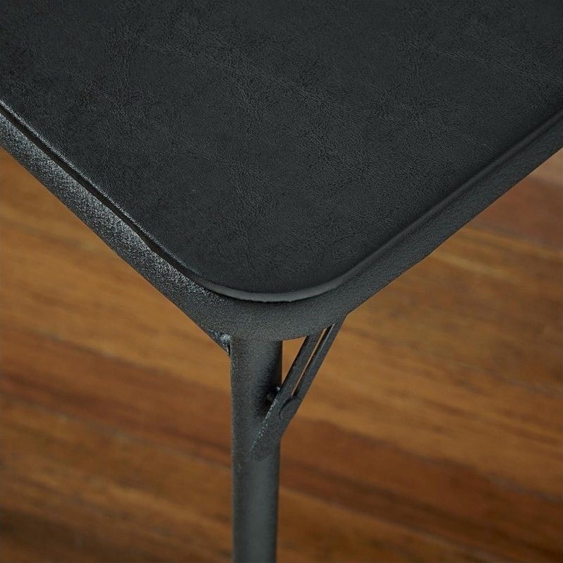 Pemberly Row Contemporary Square Vinyl Folding Table in Black