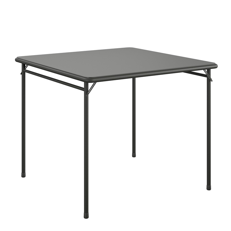 Pemberly Row Contemporary Square Vinyl Folding Table in Black