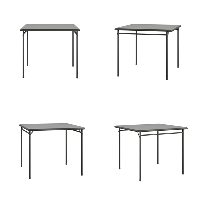 Pemberly Row Contemporary Square Vinyl Folding Table in Black