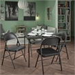 Pemberly Row Contemporary Square Vinyl Folding Table in Black