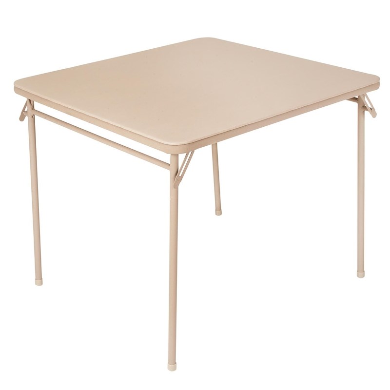 Pemberly Row Contemporary Square Vinyl Folding Table in Antique Linen
