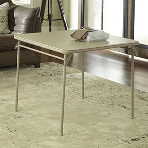 Pemberly Row Contemporary Square Vinyl Folding Table in Antique Linen