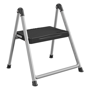 Pemberly Row Contemporary Metal 17&quot Step Stool Steel in Platinum