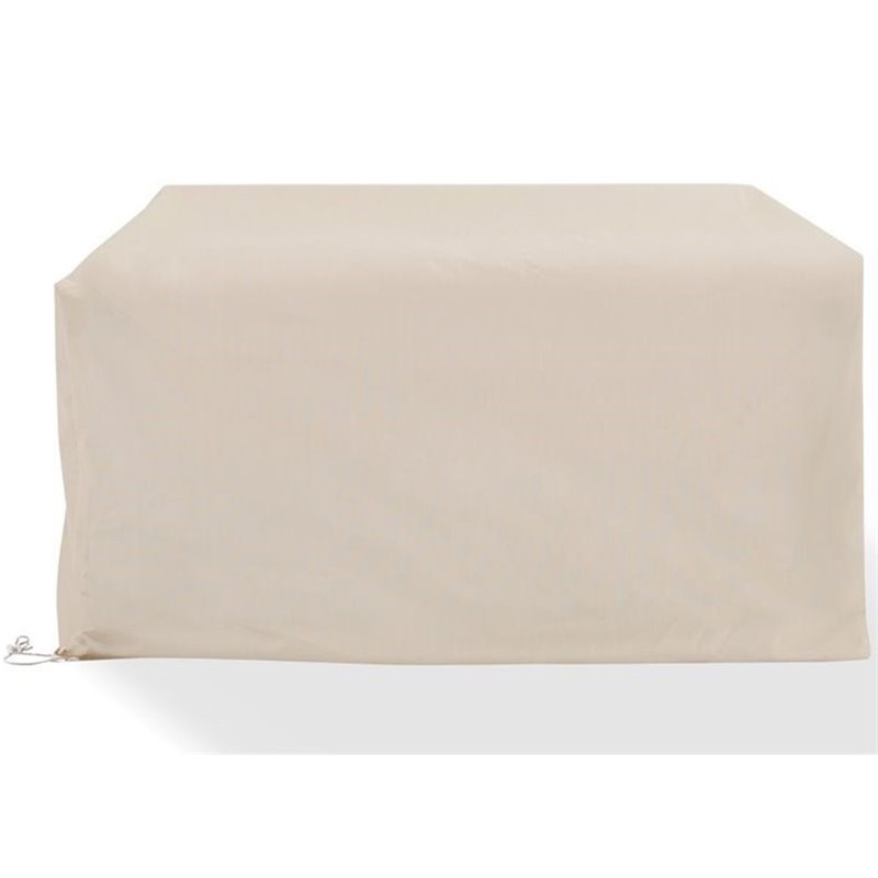 Pemberly Row Polyester Fabric Outdoor Loveseat Cover in Tan Finish