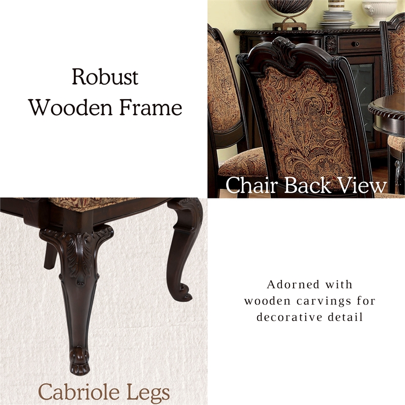 Pemberly Row Contemporary Fabric Dining Chair in Brown Cherry (Set of 2)