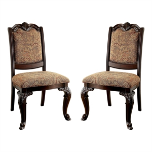 Pemberly Row Contemporary Fabric Dining Chair in Brown Cherry (Set of 2)
