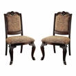 Pemberly Row Contemporary Fabric Dining Chair in Brown Cherry (Set of 2)