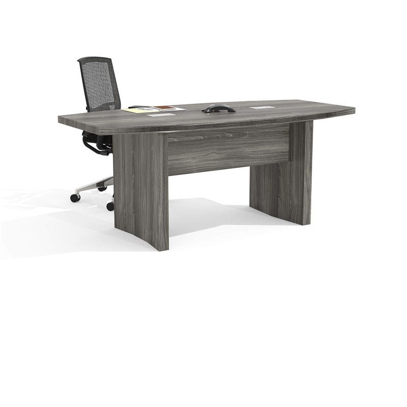 Pemberly Row Contemporary Engineered Wood 6' Conference Table in Gray Steel