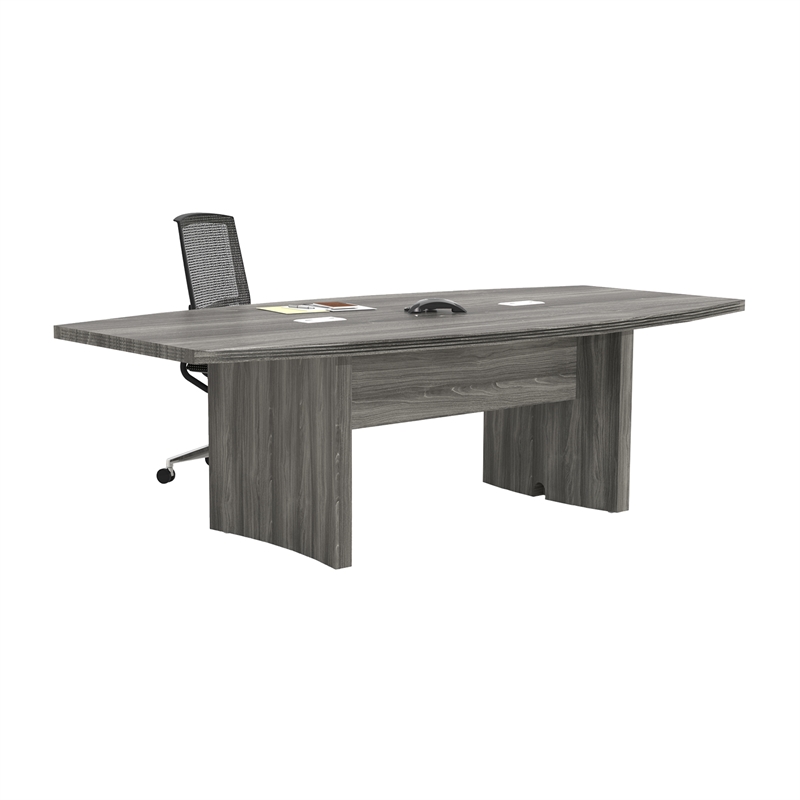 Pemberly Row Contemporary Engineered Wood 8' Conference Table in Gray Steel