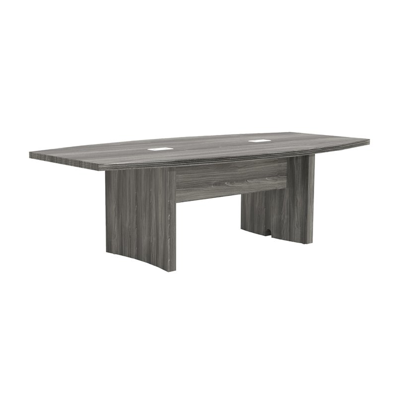 Pemberly Row Contemporary Engineered Wood 8' Conference Table in Gray Steel