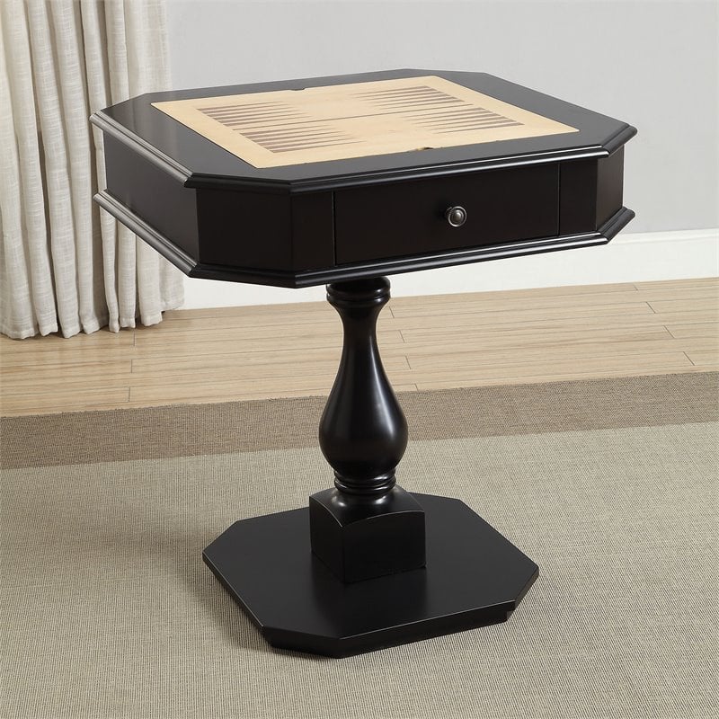Pemberly Row Modern / Contemporary Wood Game Table in Black Finish