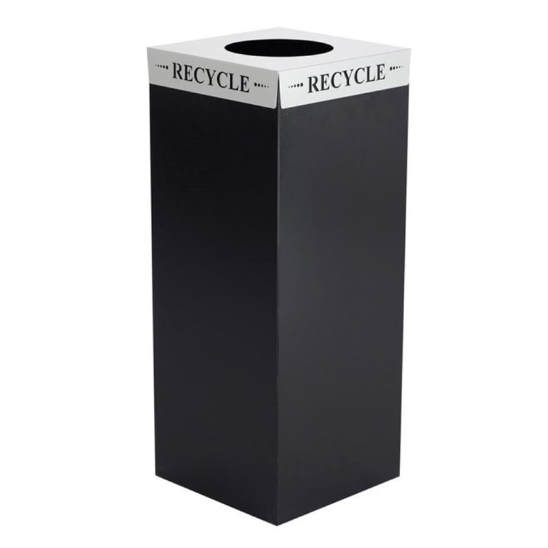 Pemberly Row Transitional Plastic Recycle Recycling Bin Lid in Silver