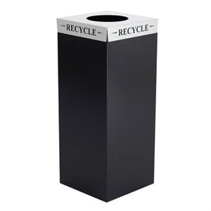 Pemberly Row Transitional Plastic Recycle Recycling Bin Lid in Silver