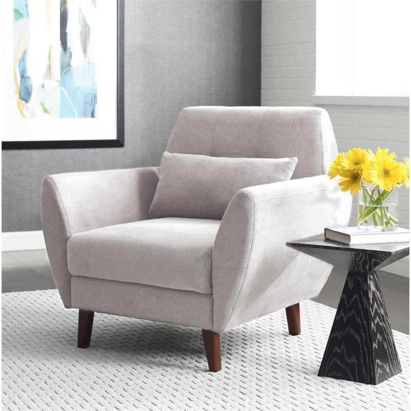 Pemberly Row Modern / Contemporary Suede Accent Chair in Ivory