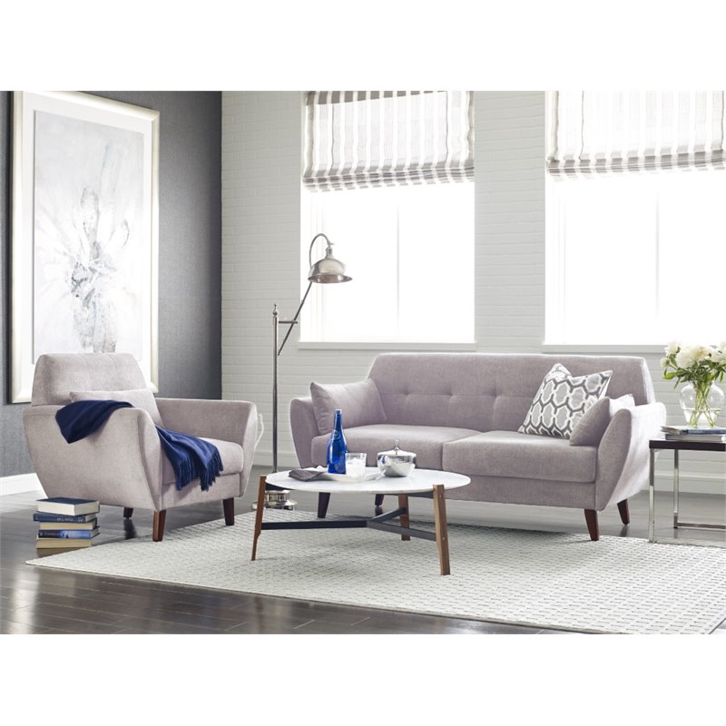 Pemberly Row Modern / Contemporary Suede Accent Chair in Ivory
