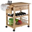 Pemberly Row Transitional Solid Wood Kitchen Cart in Natural