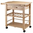 Pemberly Row Transitional Solid Wood Kitchen Cart in Natural