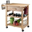 Pemberly Row Transitional Solid Wood Kitchen Cart in Natural