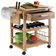 Pemberly Row Transitional Solid Wood Kitchen Cart in Natural