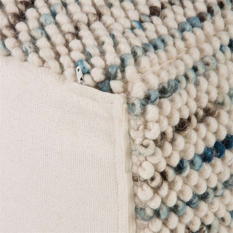 Pemberly Row Boho Cube Woven Pouf in Multi Color Cotton and Wool