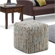 Pemberly Row Boho Cube Woven Pouf in Multi Color Cotton and Wool