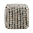 Pemberly Row Boho Cube Woven Pouf in Multi Color Cotton and Wool