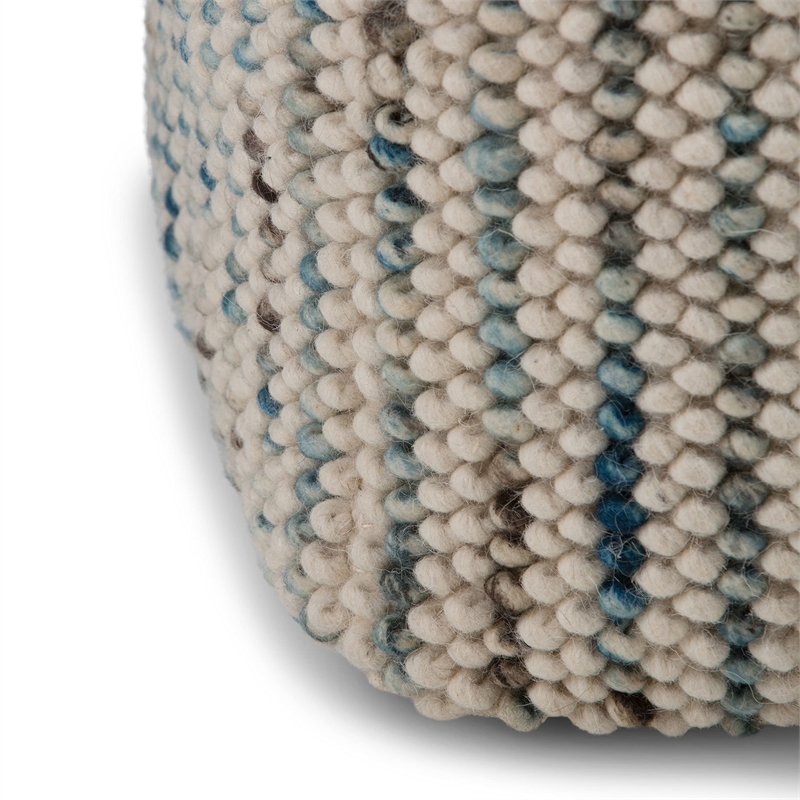 Pemberly Row Boho Cube Woven Pouf in Multi Color Cotton and Wool