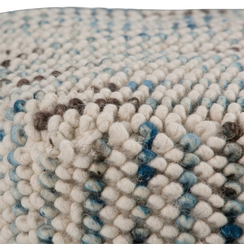 Pemberly Row Boho Cube Woven Pouf in Multi Color Cotton and Wool