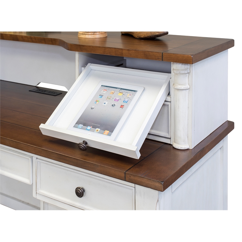 Pemberly Row Rustic Wood Hutch With Drawers Storage Hutch White