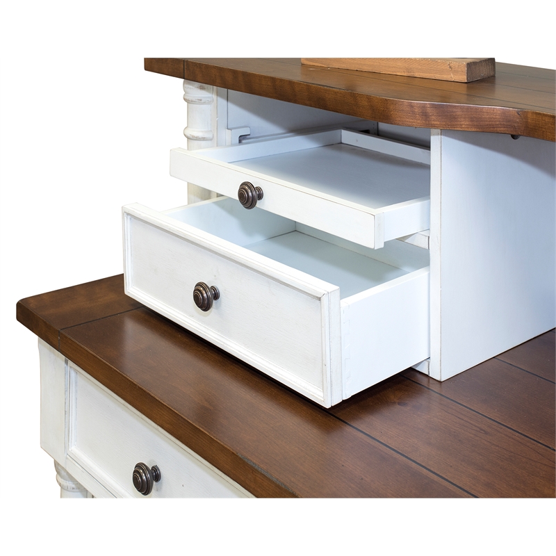 Pemberly Row Rustic Wood Hutch With Drawers Storage Hutch White